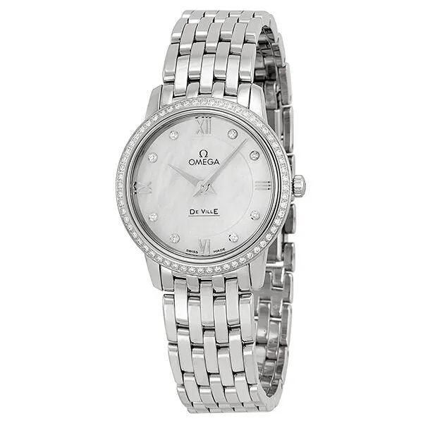 Omega DeVille Prestige Mother of Pearl Diamond Ladies Watch 42415276055001 424.15.27.60.55.001