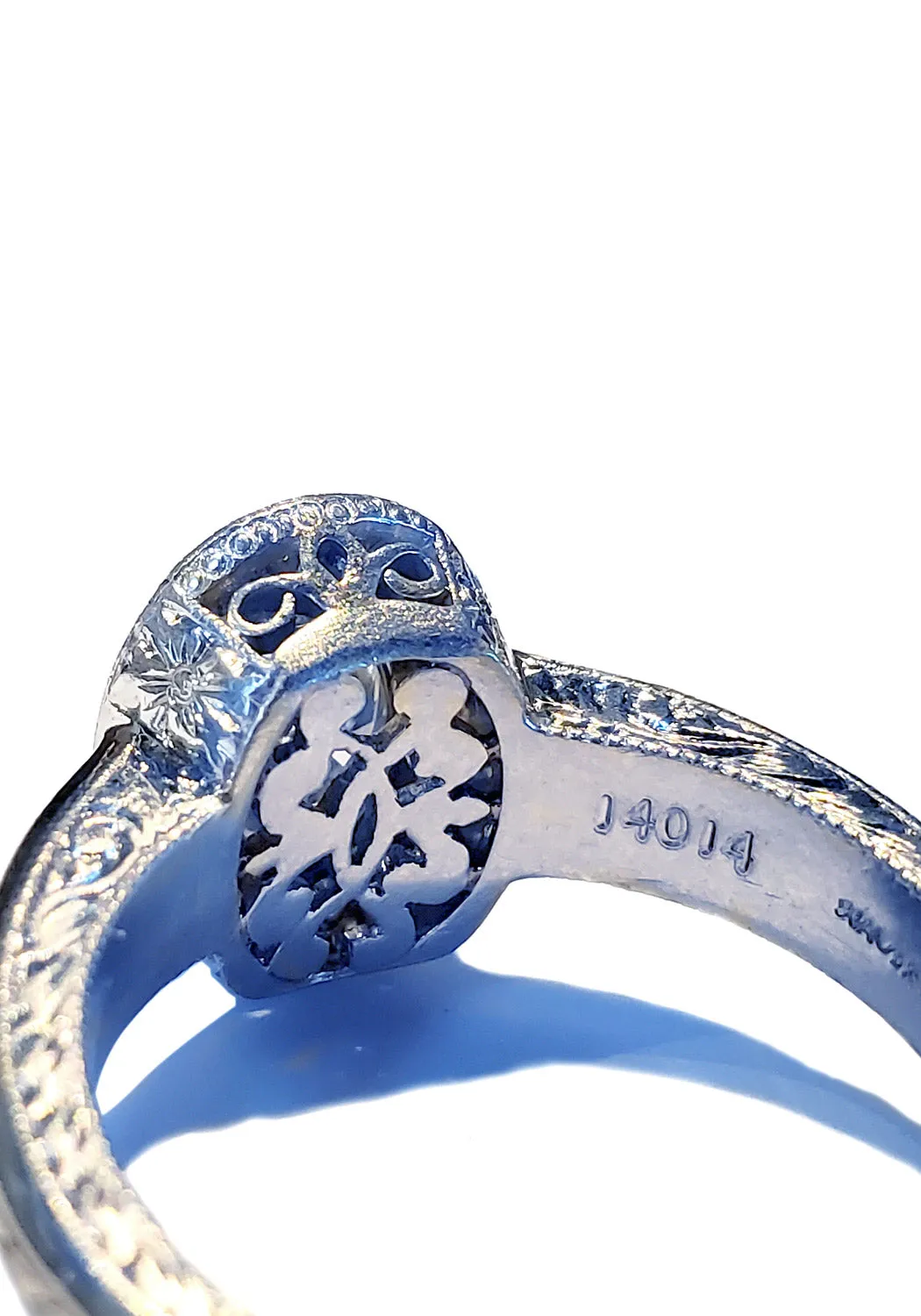 Oster Collection 18KWG Inset Pavé Halo Oval Diamond Ring