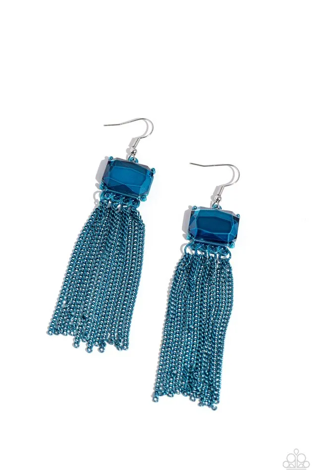 Paparazzi Earring ~ Dreaming Of TASSELS - Blue