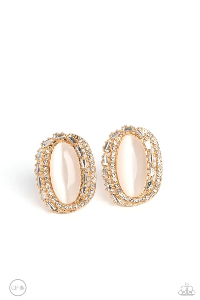 Paparazzi Earring ~ Shimmery Statement - Gold
