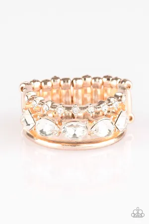 Paparazzi Ring ~ Backstage Sparkle - Rose Gold