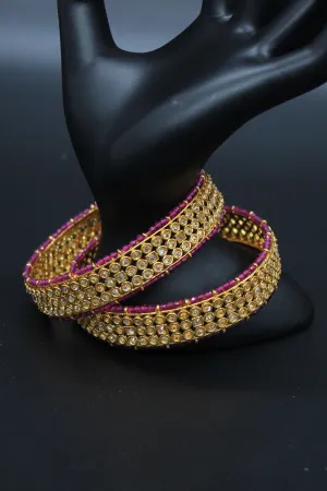 Radiate Elegance: Gold-Polished Stone Bangles | JCS Fashions