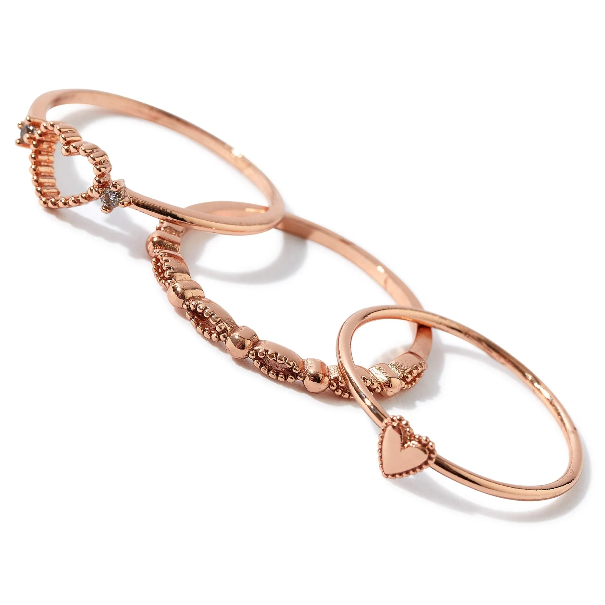 Real Gold Plated 3 Pack Stacking Rings For Women By Accessorize London (Medium)