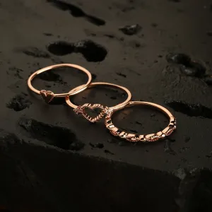 Real Gold Plated 3 Pack Stacking Rings For Women By Accessorize London (Medium)