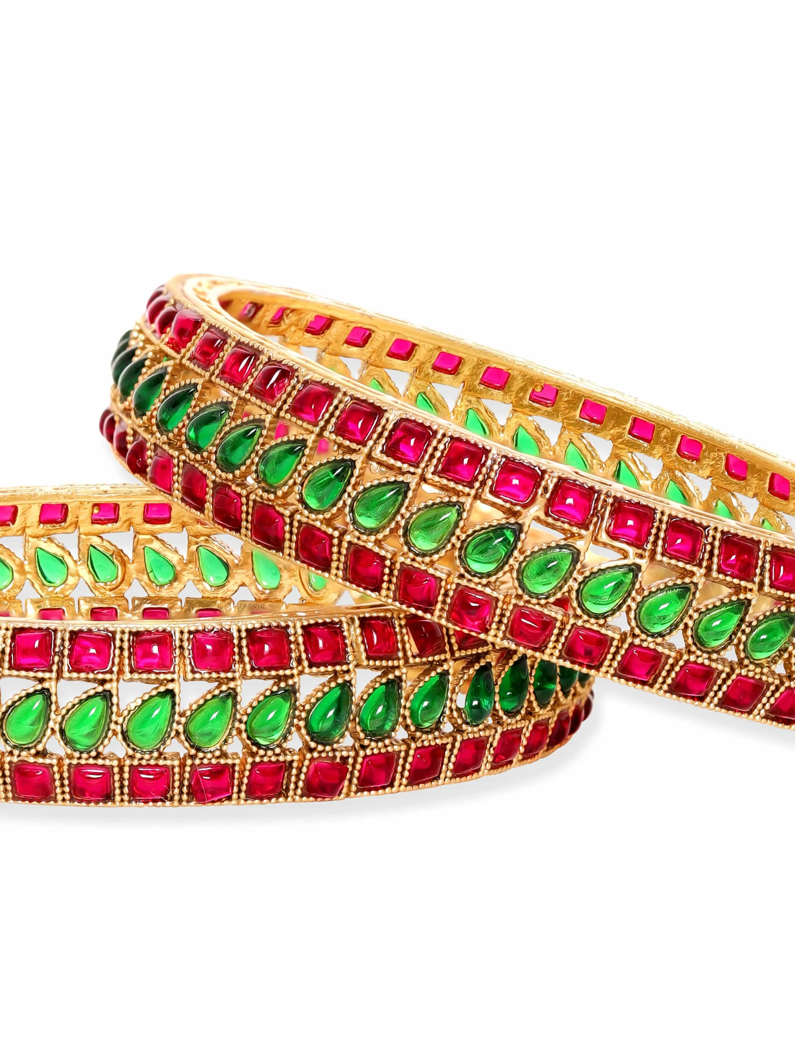 Rubans Eternal Elegance 22K Gold-Plated Kemp Stone Bangles