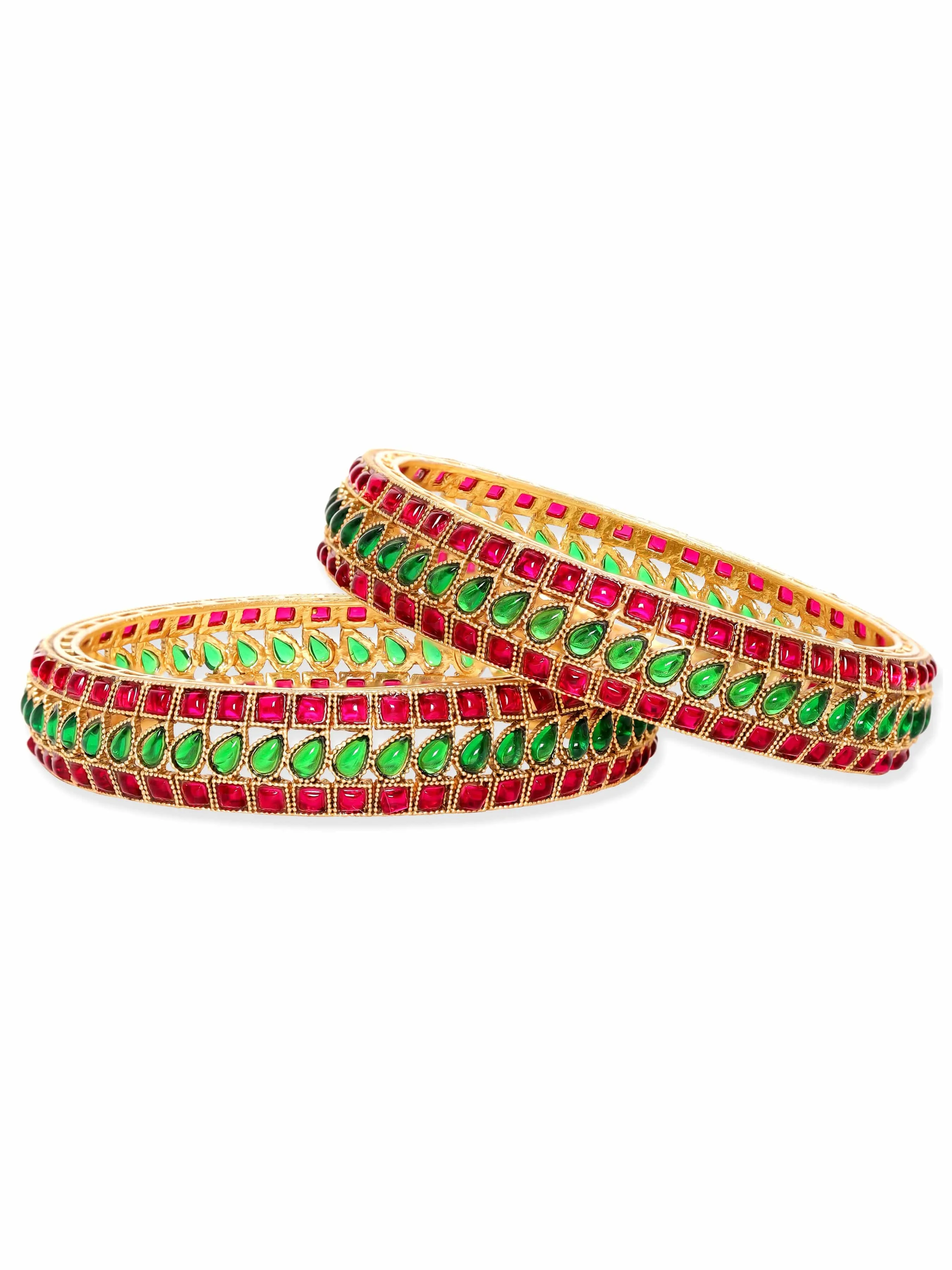 Rubans Eternal Elegance 22K Gold-Plated Kemp Stone Bangles