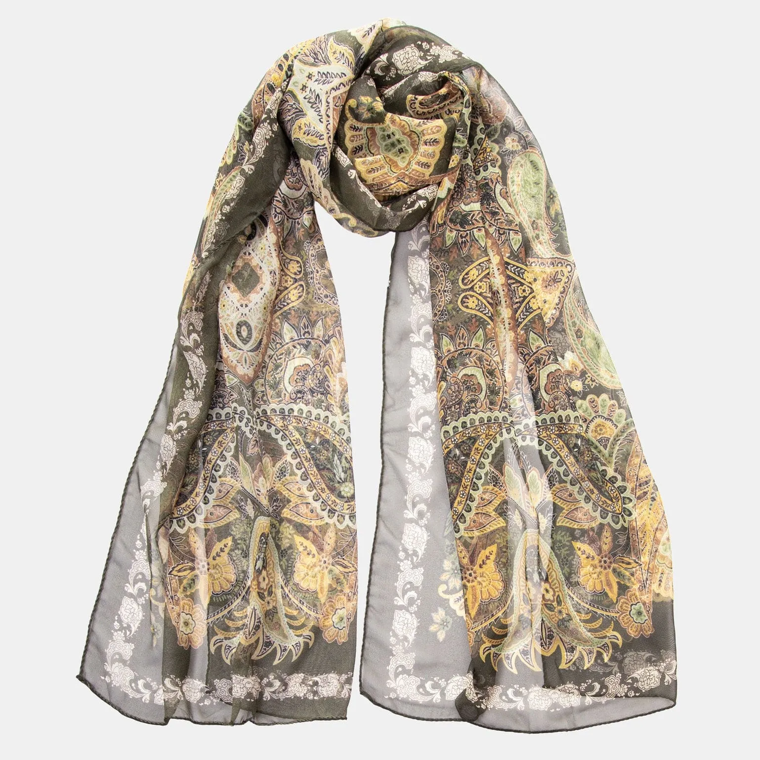 Samira - Long Sheer Silk Scarf - Bayberry