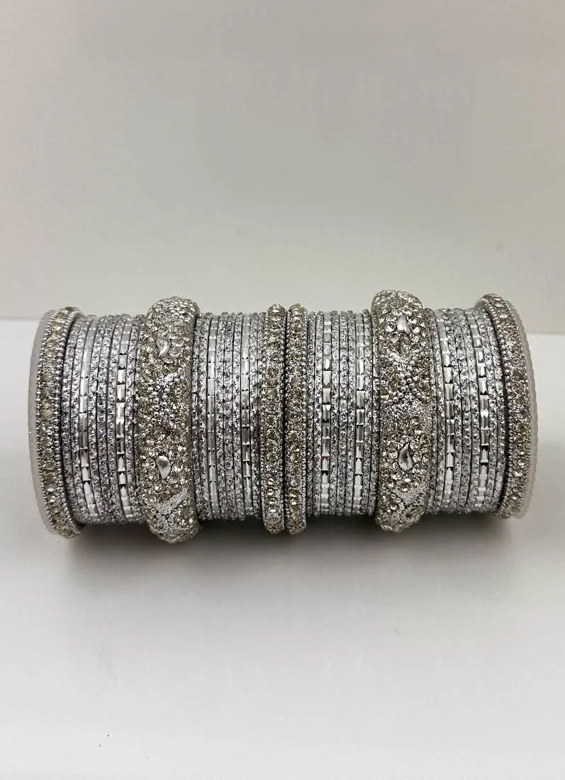 Silver Double Bangle Set