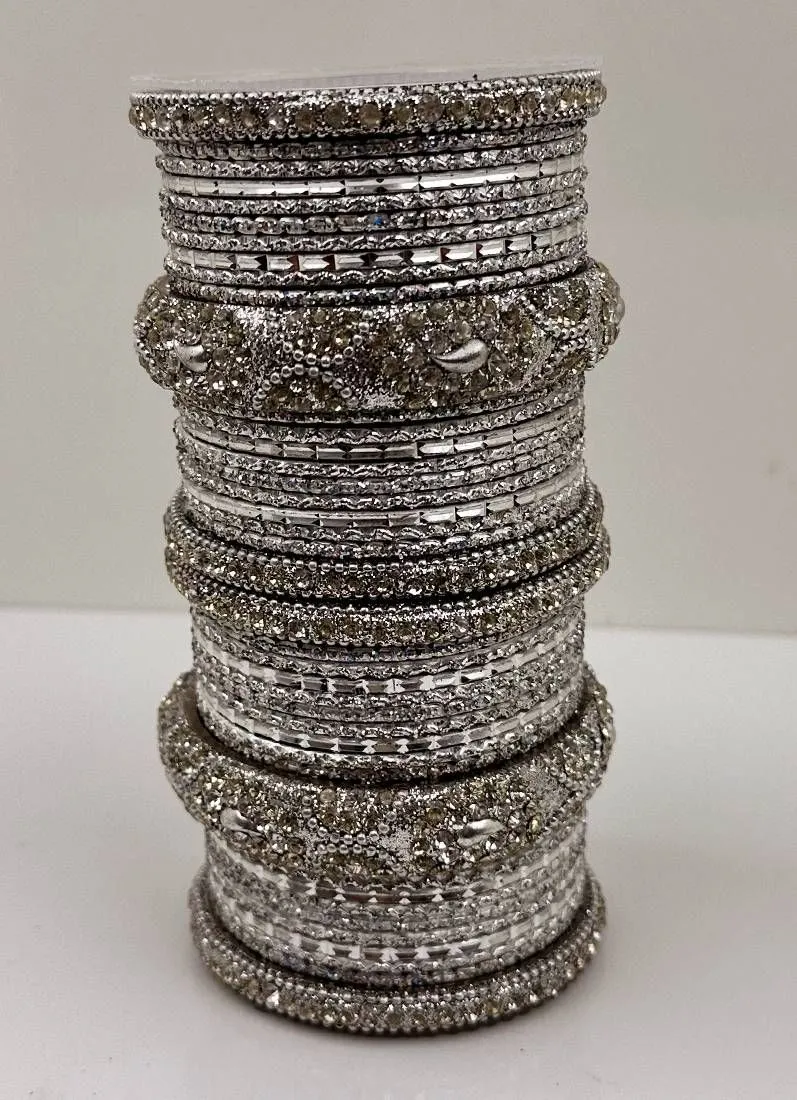 Silver Double Bangle Set