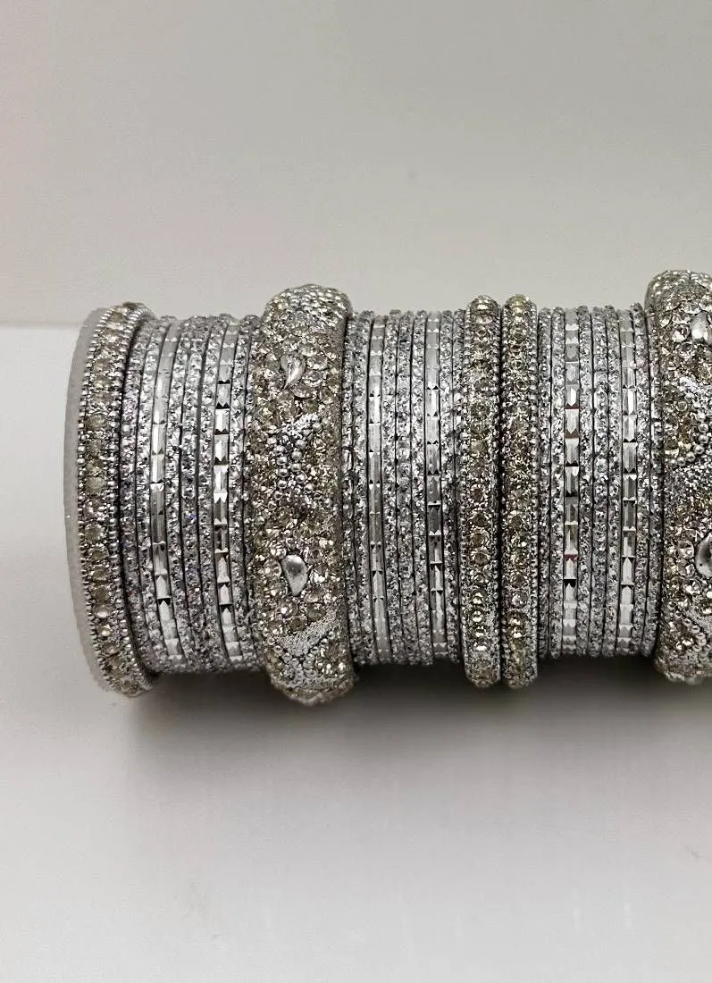 Silver Double Bangle Set