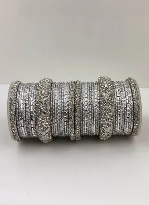 Silver Double Bangle Set