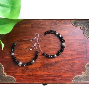 Statement Handmade Hoop Earrings With Jade