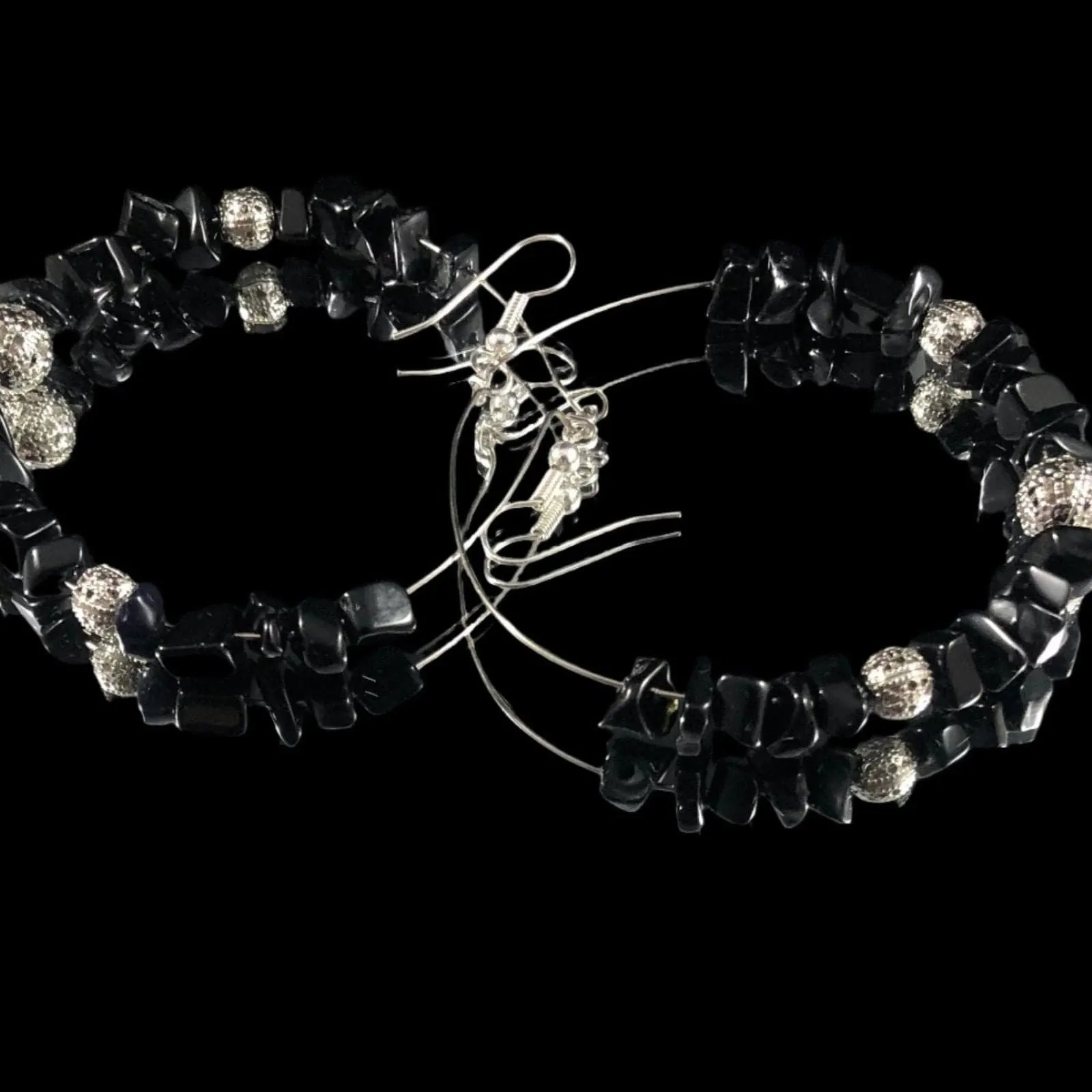 Statement Handmade Hoop Earrings With Jade