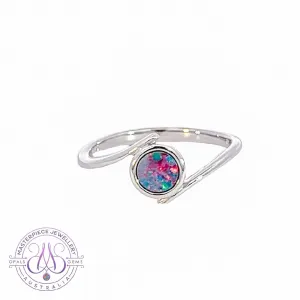 Sterling Silver 5mm Opal doublet split shank ring