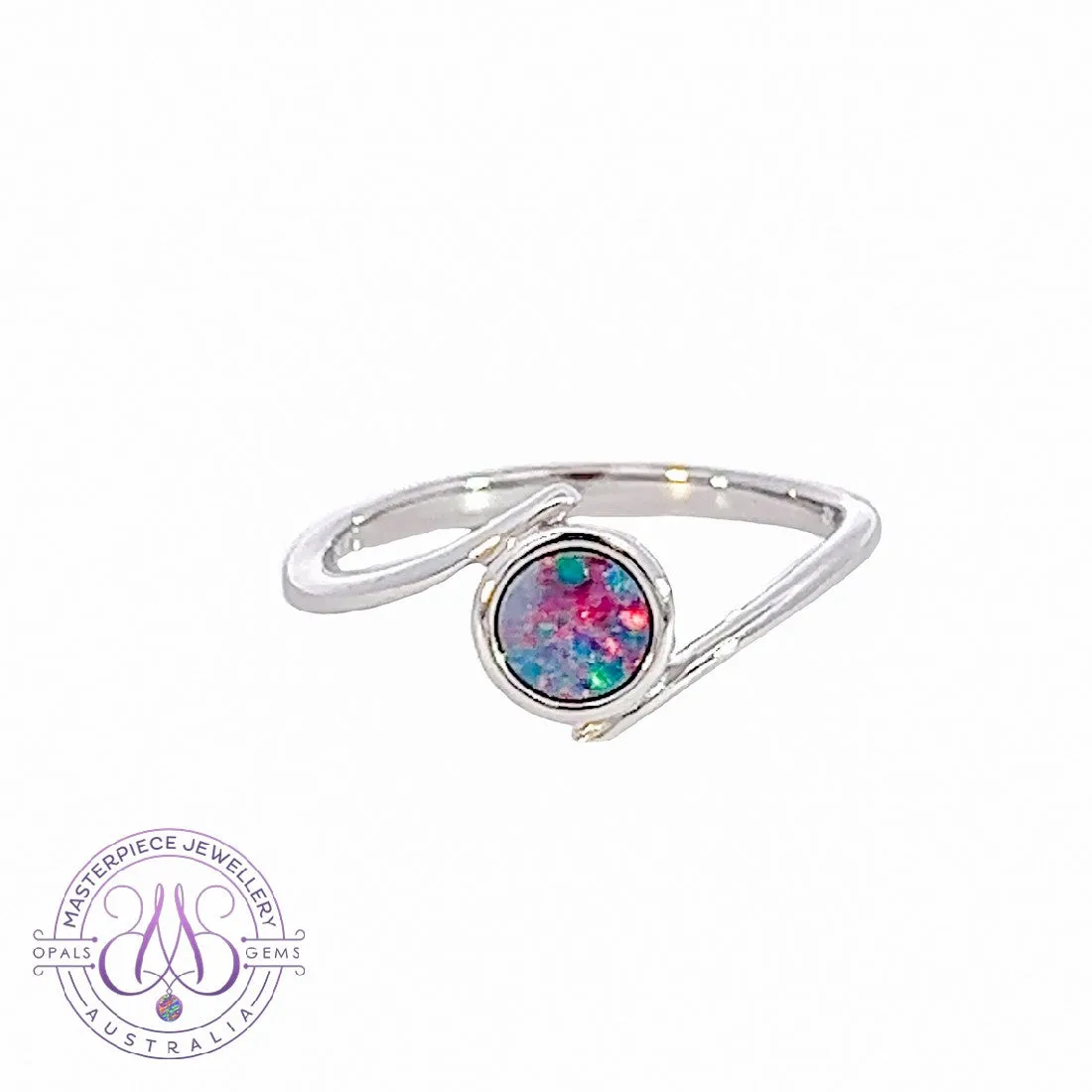 Sterling Silver 5mm Opal doublet split shank ring