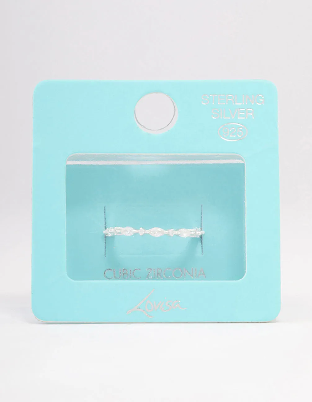 Sterling Silver Cubic Zirconia Alternating Marquise Round Ring