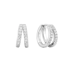 Sterling Silver Cubic Zirconia Double Huggie Hoop Earrings by Ania Haie