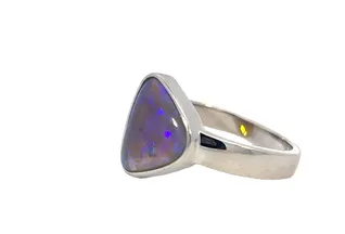 Sterling Silver triangle Black Opal 2.39ct bezel set