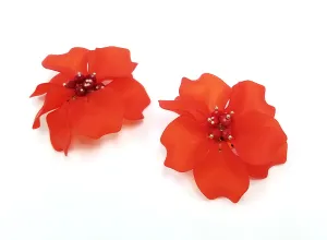 The Nahmu Red Flower Statement Earrings