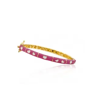 Twin Stars Double Heart Bangle in Hot Pink